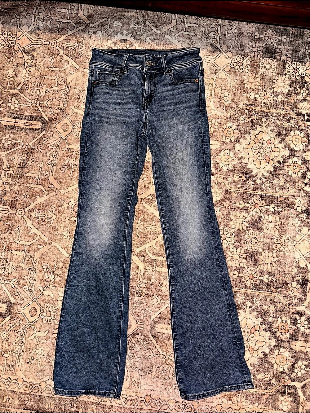 American Eagle Next Level Stretch Kick Boot Jean Jeans Waist 00 Short Blue
